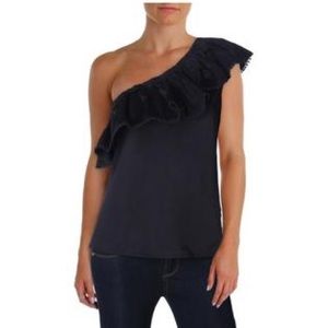 Aqua Vanessa Womens Ruffled One Shoulder Top